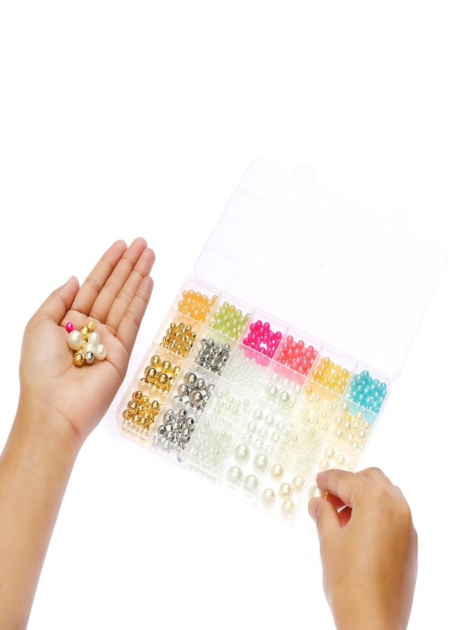 ambitieux DIY Bracelet Making Kit - 24 Colorful Beads, 10m Elastic Thread, Jute Bag, and Cutter - Gift for Girls Birthdays (Pearl Beads) - Image 5